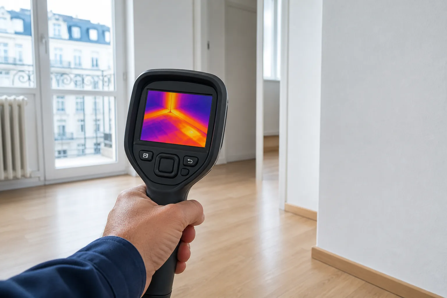 Thermografie eines Bodenbereichs zur Eingrenzung.