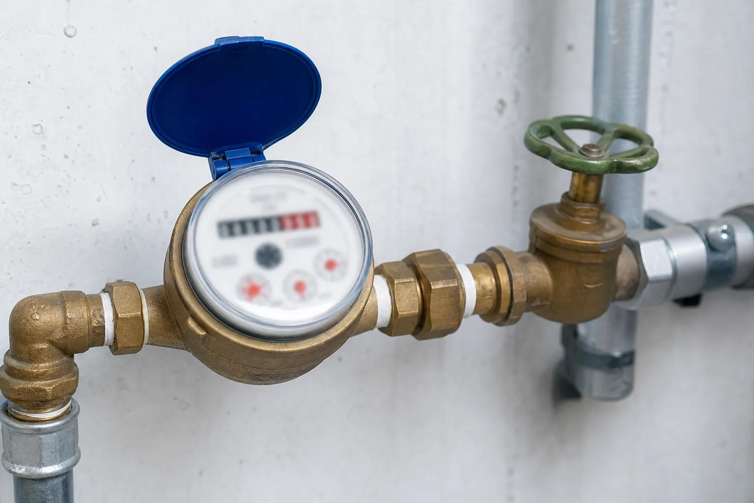 Wasserzähler im Kellerbereich, neutral.
