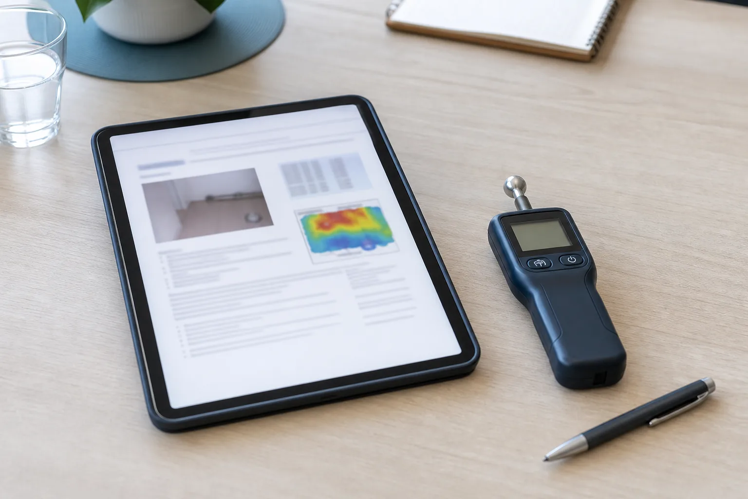 Ortungsbericht auf Tablet, neutral.