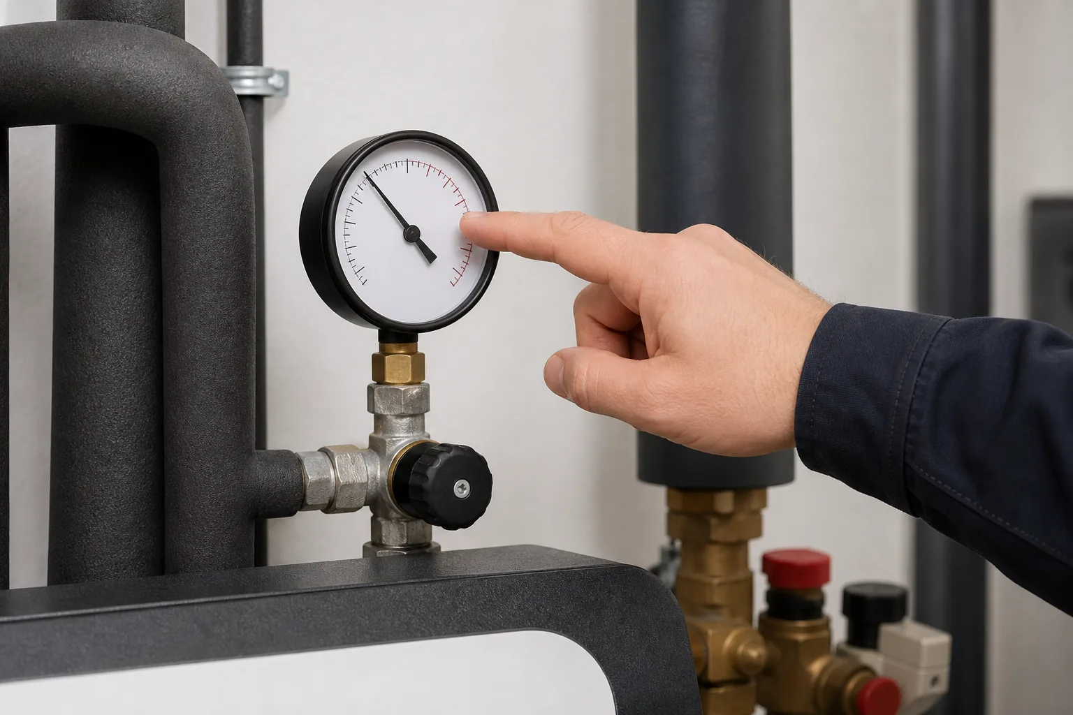 Manometer an Heizungsanlage.