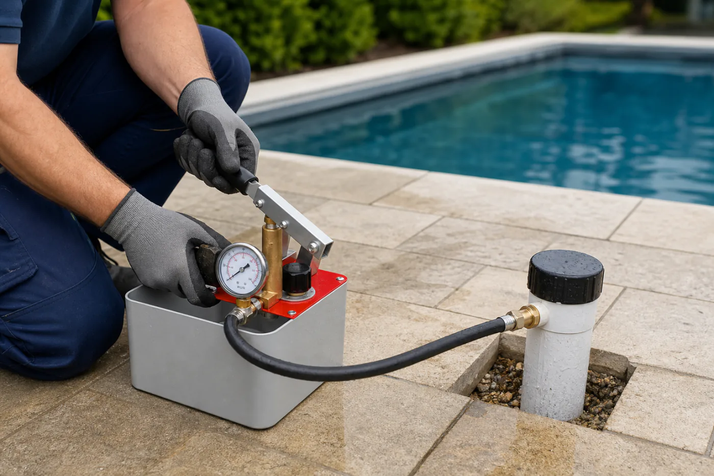 Druckprüfung einer Poolleitung