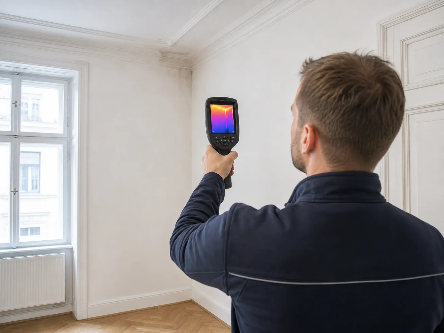 Thermografische Prüfung in einem Altbauraum