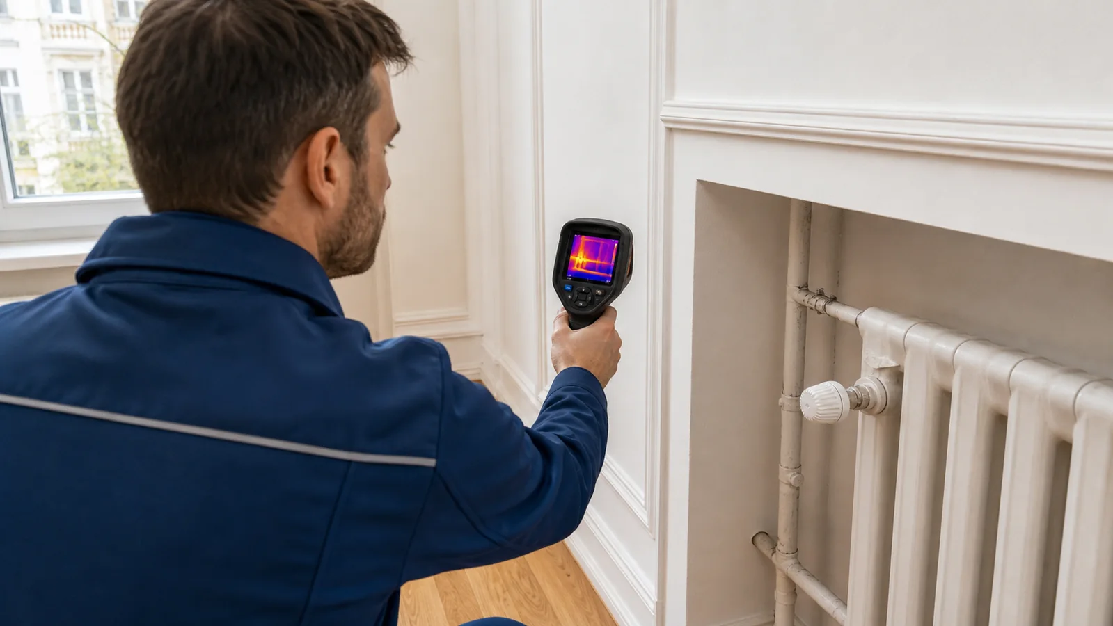 Thermografie an einer Radiatornische in Hernals