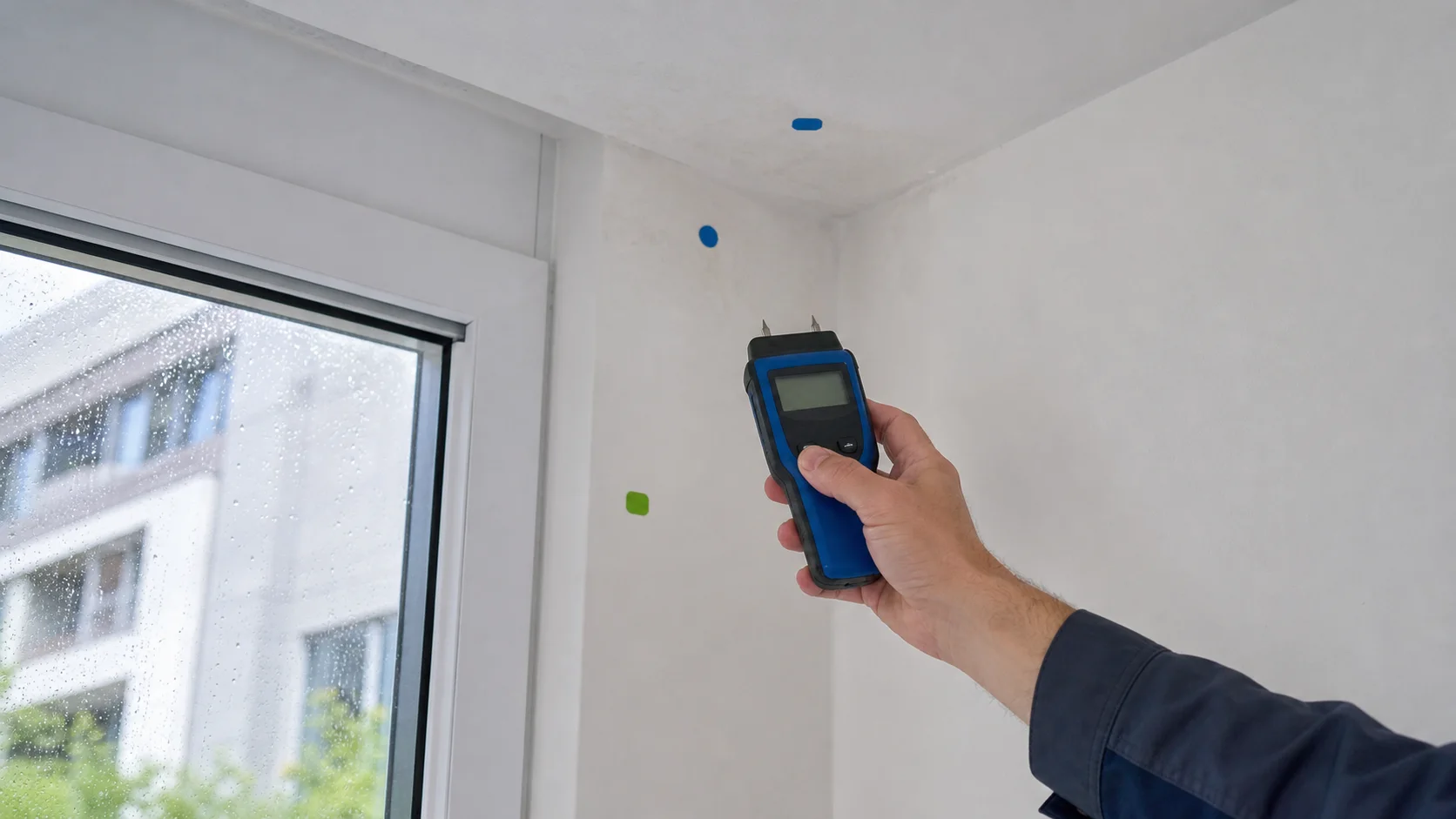 Feuchtemessung am Fenster- und Deckenanschluss