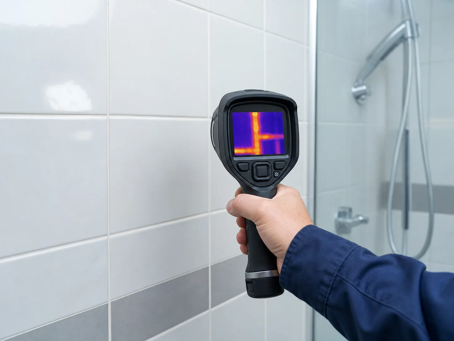 Thermografie an gefliestem Badbereich