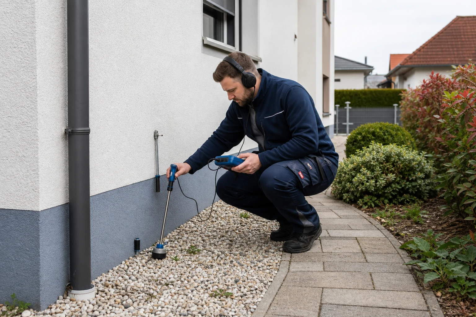 Akustische Leckortung an einer Gartenleitung in Neudörfl