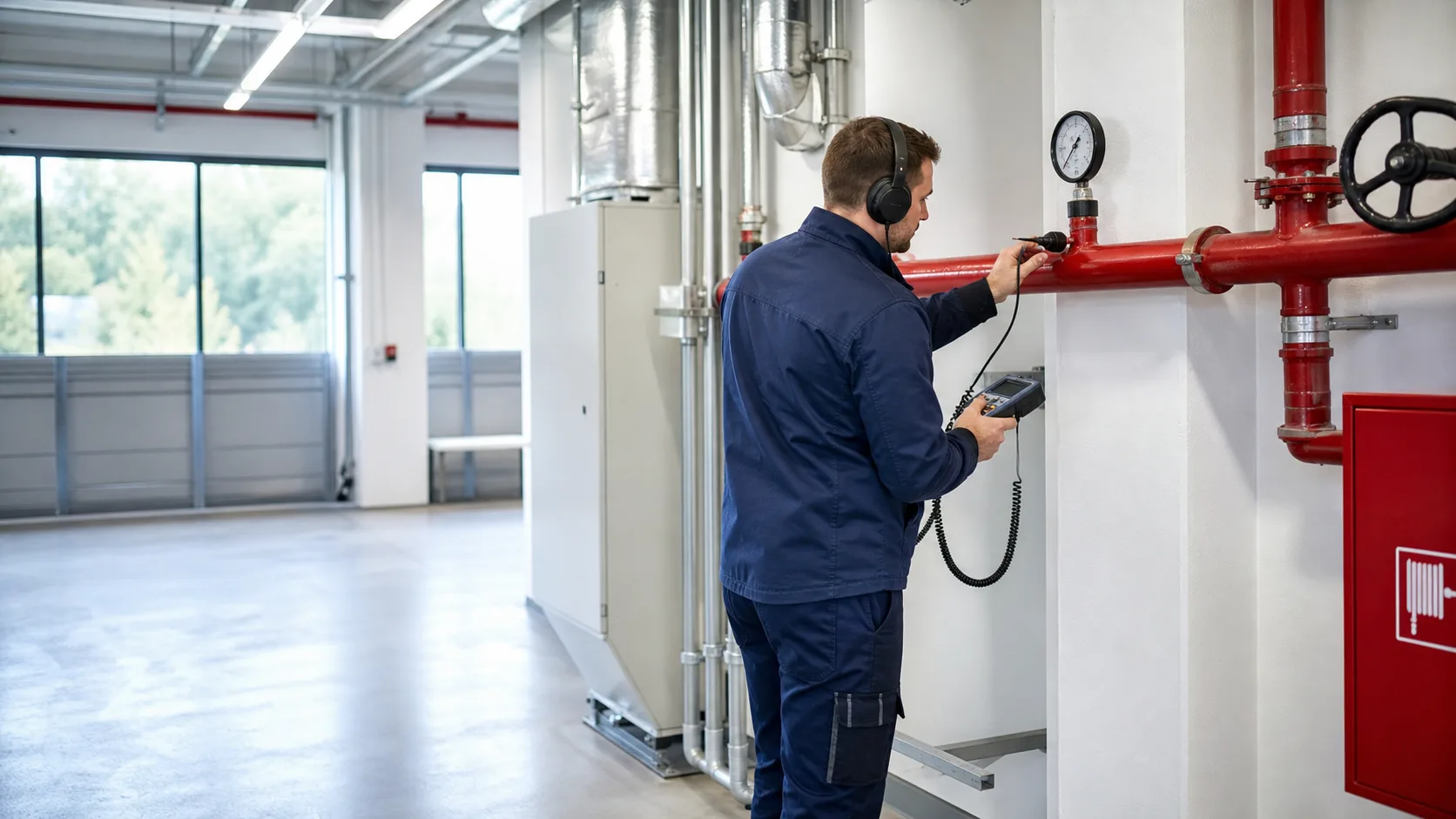 Leckortung an einer Hydrantenleitung im Gewerbeobjekt