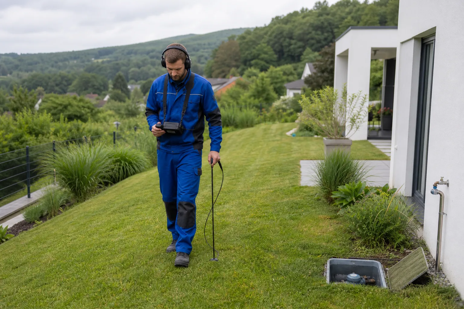 Elektroakustische Prüfung einer Gartenleitung