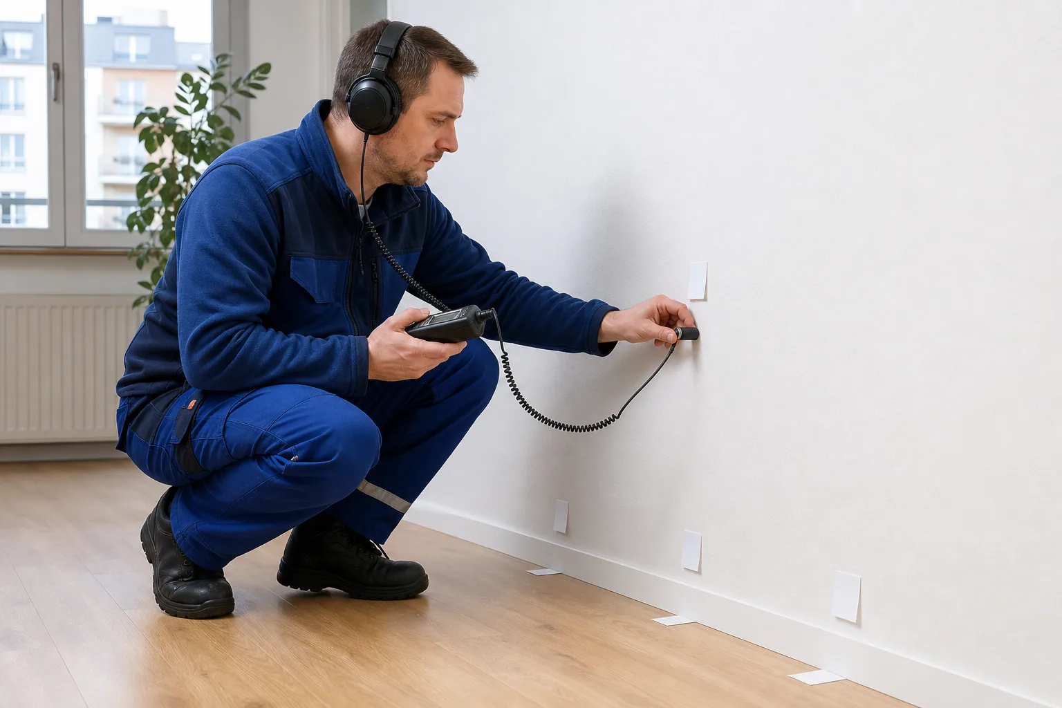 Vergleichende akustische Messpunkte an Wand und Boden