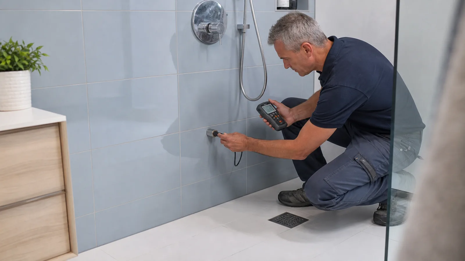 Diagnose an einer nur bei Benutzung undichten Dusche