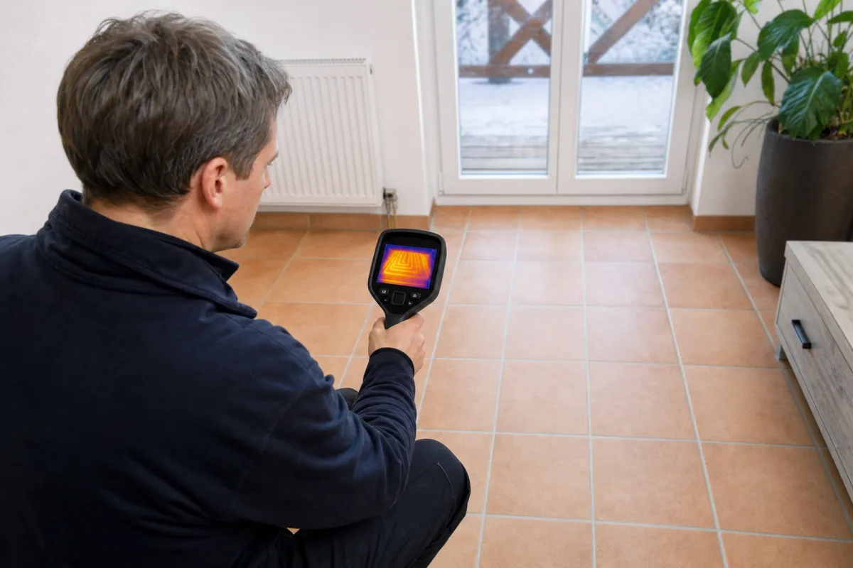 Thermografie zeigt den Leitungsverlauf im beheizten Boden