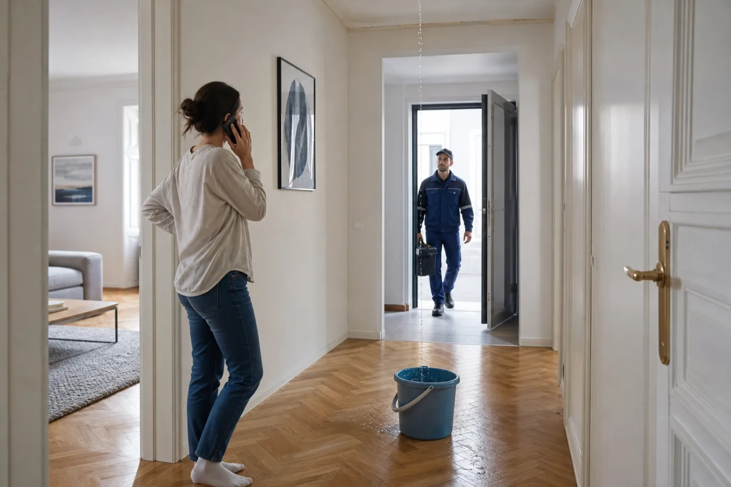 Wasser tropft von der Decke und der Nachbar ist nicht erreichbar