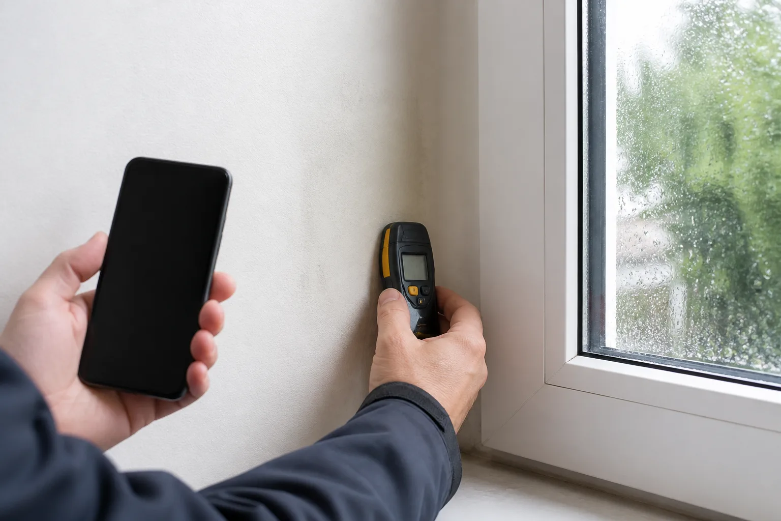Verlaufsmessung an einer Wand nach Regen