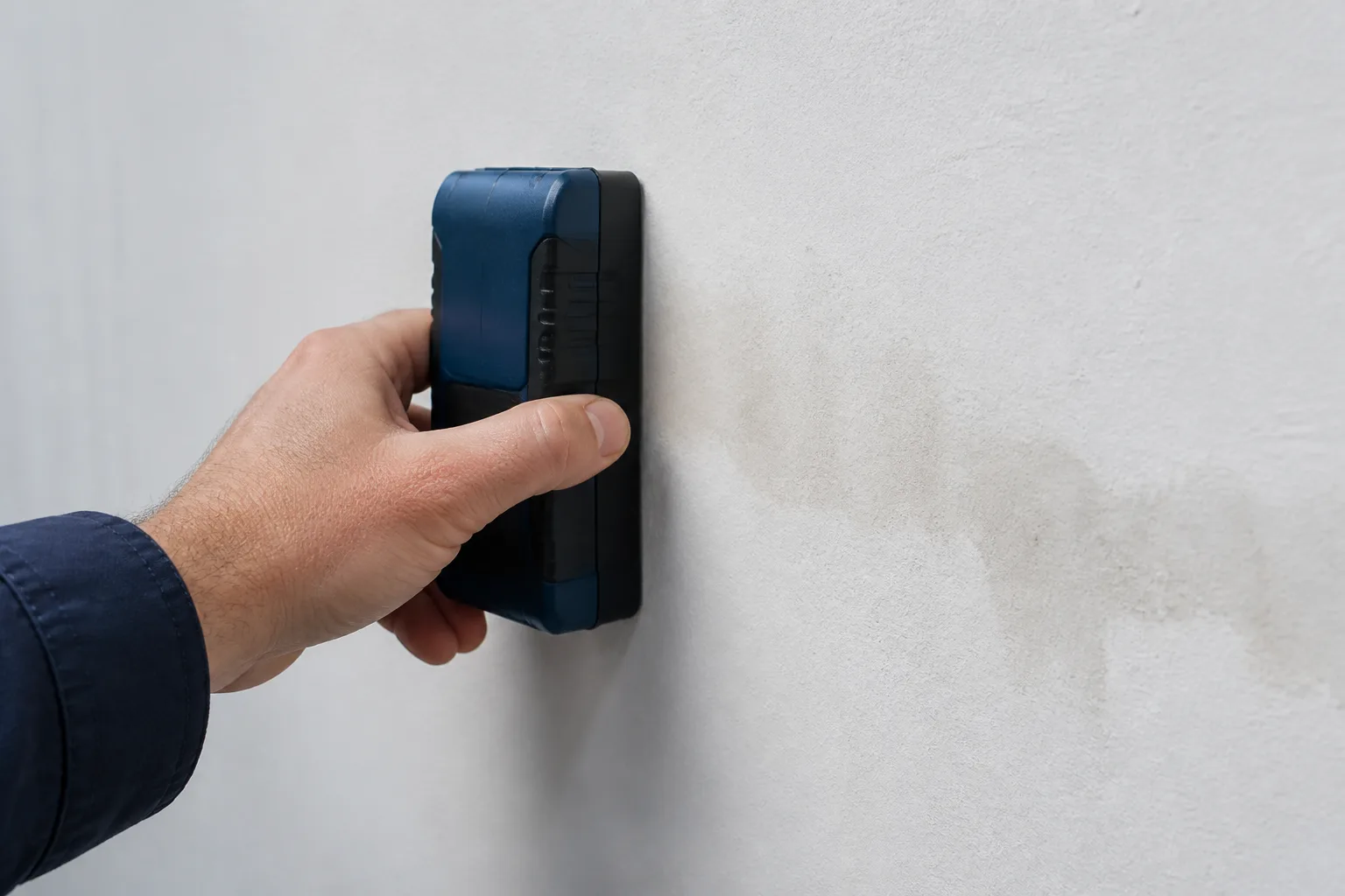 Vergleichende Feuchtemessung an einer verputzten Wand