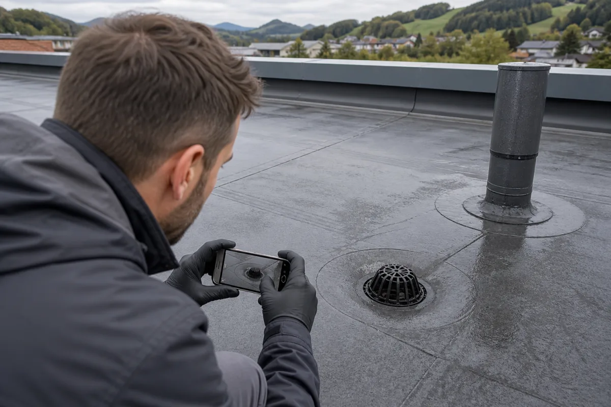 Ablauf und Anschlussdetail am Flachdach
